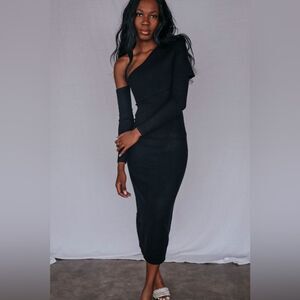 MINKPINK: KAIA KNIT MIDI SWEATER DRESS - BLACK NEW NWT